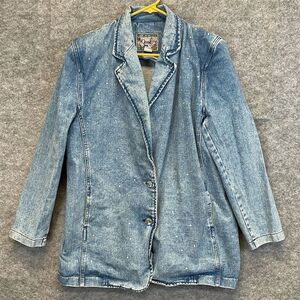Vtg Barn Jacket OPAL BY HOT PROPERTY Chore Coat Women's M Blue Denim Jean Blazer